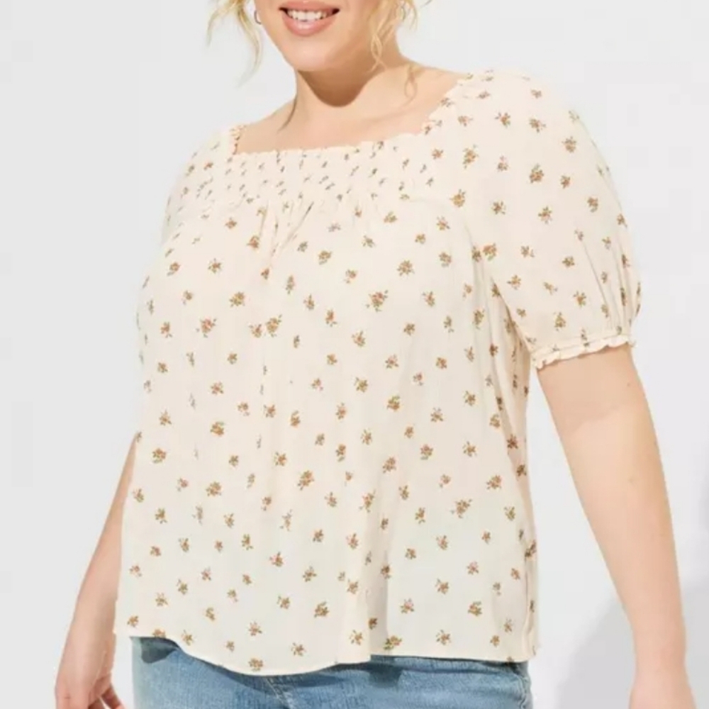 Torrid Washable Gauze Smocked Yoke Top 2